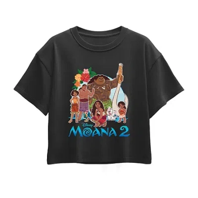 Disney Collection Little & Big Kid Girls Round Neck Short Sleeve Moana Graphic T-shirt In Black