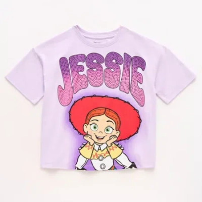 Disney Collection Little & Big Kid Girls Round Neck Short Sleeve Regular Fit Jessie Toy Story Graphic T-shi In Purple