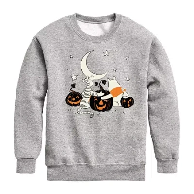Disney Collection Little & Big Kid Unisex Crew Neck Fleece Long Sleeve Winnie The Pooh Sweatshirt In Gray