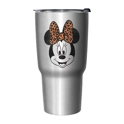 Disney Collection Modern Minnie Face Leopard 27 oz Stainless Steel Travel Mug In Silver