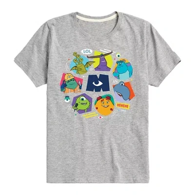 Disney Collection Monsters At Work Little & Big Kid Boys Crew Neck Short Sleeve Regular Fit Graphic T-shirt In Black