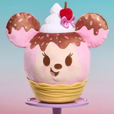 Disney Collection Munchlings 16" Strawberry Sundae Scented" Minnie Mouse Stuffed Animal In Transparent