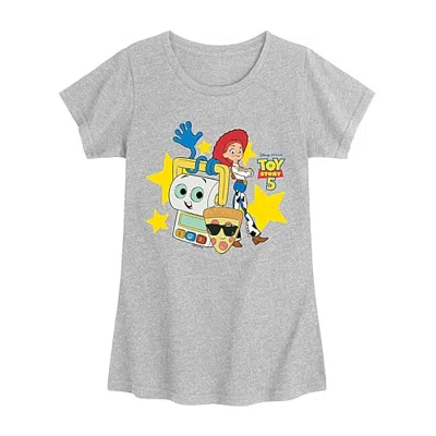 Disney Collection Pizza Toy Jessie And Friends Big Kid Girls Crew Neck Short Sleeve Classic Fit Jessie Toy  In Gray