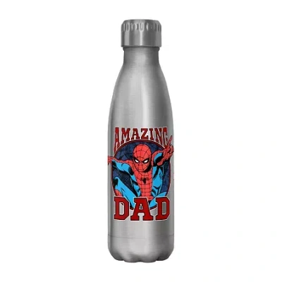 Disney Collection Spiderman Amazing Dad 17 oz Stainless Steel Bottle In Silver