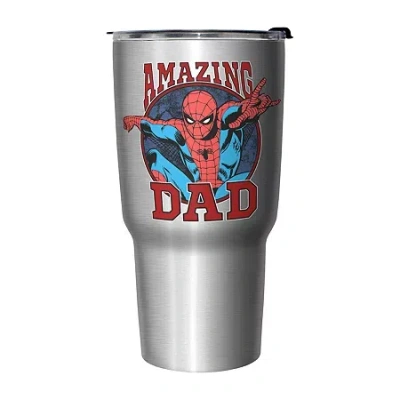 Disney Collection Spiderman Amazing Dad 27 oz Stainless Steel Travel Mug In Silver