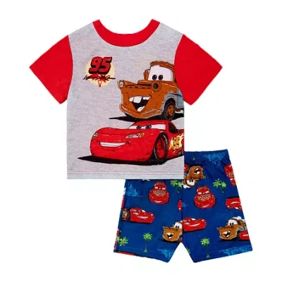 Disney Babies' Collection Toddler Boys Cars Crew Neck Short Sleeve 2-pc. Pajama Set In Multi