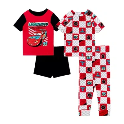 Disney Babies' Collection Toddler Boys Cars Crew Neck Short Sleeve 4-pc. Pajama Set In Multi