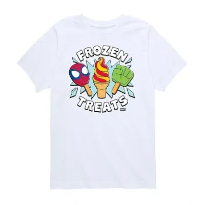 Disney Babies' Collection Toddler Boys Crew Neck Short Sleeve Regular Fit Avengers Graphic T-shirt In White