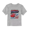 Disney Collection Toddler Boys Crew Neck Short Sleeve Regular Fit Cars Graphic T-shirt In Gray