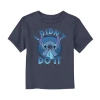 Disney Collection Toddler Boys Crew Neck Short Sleeve Regular Fit Lilo & Stitch Graphic T-shirt In Animal Print