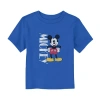 Disney Collection Toddler Boys Crew Neck Short Sleeve Regular Fit Mickey Mouse Graphic T-shirt In Blue