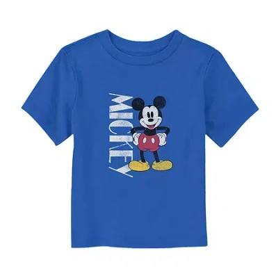 Disney Babies' Collection Toddler Boys Crew Neck Short Sleeve Regular Fit Mickey Mouse Graphic T-shirt In Blue