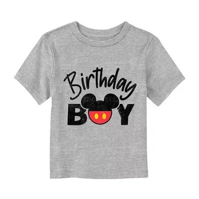 Disney Babies' Collection Toddler Boys Crew Neck Short Sleeve Regular Fit Mickey Mouse Graphic T-shirt In Gray