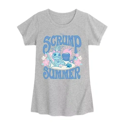 Disney Babies' Collection Toddler Girls Crew Neck Short Sleeve Regular Fit Lilo & Stitch Graphic T-shirt In Gray