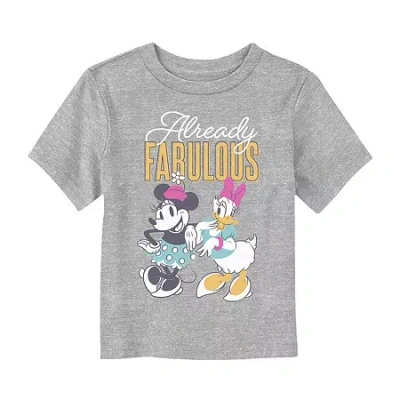 Disney Babies' Collection Toddler Girls Crew Neck Short Sleeve Regular Fit Mickey And Friends Minnie Mouse Graphic  In Gray