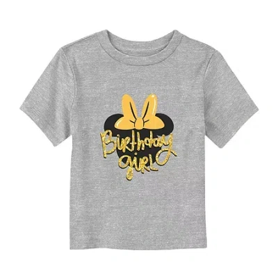 Disney Babies' Collection Toddler Girls Crew Neck Short Sleeve Regular Fit Minnie Mouse Graphic T-shirt In Gray