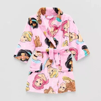 Disney Babies' Collection Toddler Girls Knee Length Long Sleeve Princess Robe In Pink
