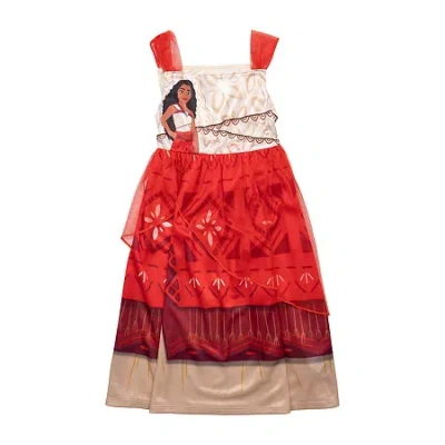 Disney Babies' Collection Toddler Girls Moana Satin Straight Neck Sleeveless 1 Pair Nightgown In Red