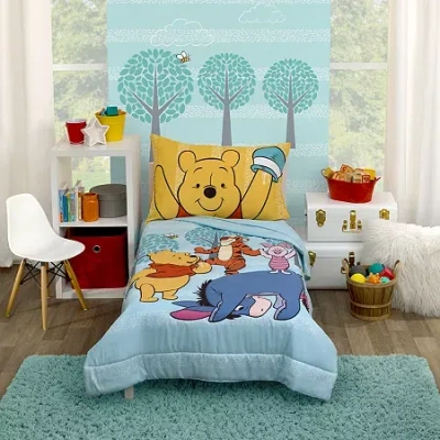 Disney Collection Winnie The Pooh 4-pc. Toddler Bedding Set In Blue