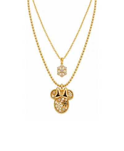 Disney Crystal And Imitation Pearl Gold-tone Minnie Mouse Pendant Necklaces, 2-piece Set