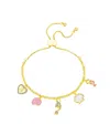 Disney Crystal And Mother Of Pearl Little Mermaid Bolo Bracelet In Gold