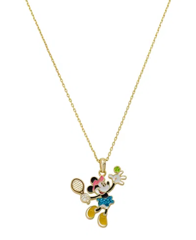 Disney Crystal Minnie Mouse Playing Tennis Pendant Necklace
