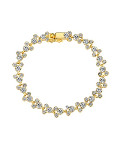 Disney Crystal Multi Color Station Mickey Mouse Tennis Bracelet In Gold