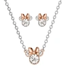 Disney Crystal Necklace And Matching Stud Earrings In Metallic