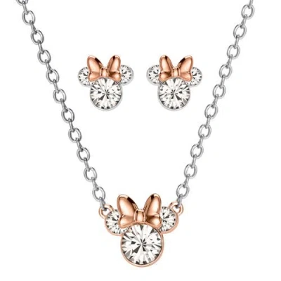 Disney Crystal Necklace And Matching Stud Earrings In Silver