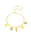 Disney Crystal And Mother Of Pearl Princess Bolo Bracelet In Gold