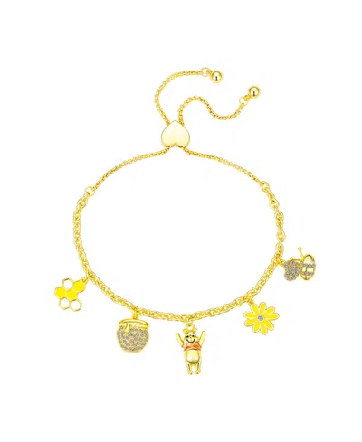 Disney Crystal Winnie The Pooh Honey Bolo Bracelet In Gold,rose Gold