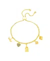 Disney Crystal And Mother Of Pearl Princess Bolo Bracelet In Gold