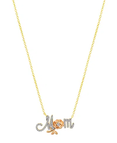 Disney Cubic Zirconia And Mother Of Pearl Princess Mom Rose Necklace In Tri-tone
