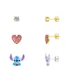 Disney Cubic Zirconia Lilo And Stitch Heart Earring Set In Two-tone