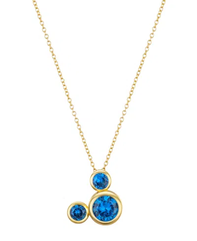 Disney Cubic Zirconia Mickey Mouse Dream Birthstone Pendant Necklace In Gold,blue Topaz