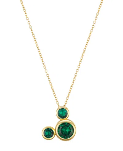 Disney Cubic Zirconia Mickey Mouse Dream Birthstone Pendant Necklace In Gold,emerald