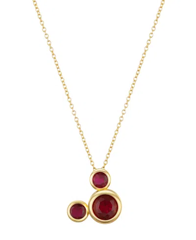 Disney Cubic Zirconia Mickey Mouse Dream Birthstone Pendant Necklace In Gold,ruby