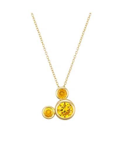 Disney Cubic Zirconia Mickey Mouse Dream Birthstone Pendant Necklace In Gold,yellow