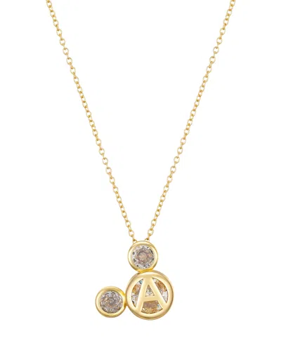 Disney Cubic Zirconia Mickey Mouse Dream Initial Pendant Necklace In Gold-a