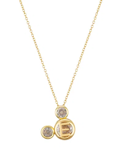 Disney Cubic Zirconia Mickey Mouse Dream Initial Pendant Necklace In Gold-e