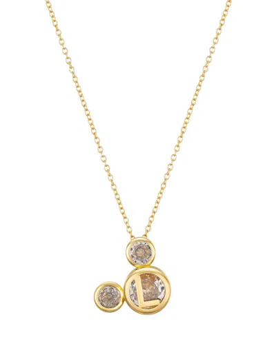 Disney Cubic Zirconia Mickey Mouse Dream Initial Pendant Necklace In Gold-l