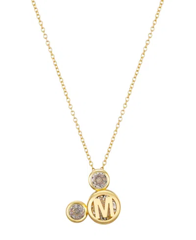 Disney Cubic Zirconia Mickey Mouse Dream Initial Pendant Necklace In Gold-m