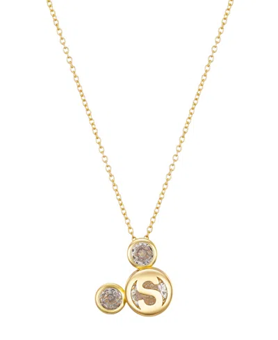 Disney Cubic Zirconia Mickey Mouse Dream Initial Pendant Necklace In Gold-s