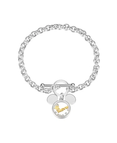Disney Cubic Zirconia Mickey Mouse "dream" Shaker Bracelet In Two Tone