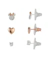 Disney Cubic Zirconia Minnie Mouse Earring (0.01 Ct. T.w. / 0.43 Ct. T.w.) In 14k Gold Flash Plated Set 3 P In Silver