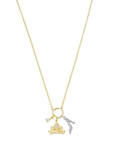 Disney Cubic Zirconia Princess Charm Cluster Pendant Necklace In Multi