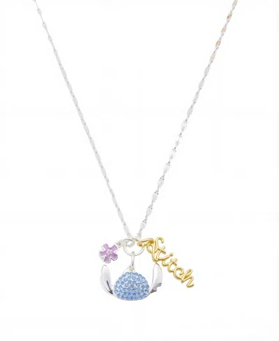 Disney Cubic Zirconia Stitch Charm Pendant Necklace In Silver
