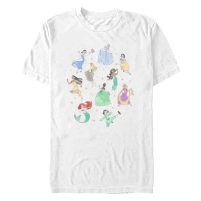 Disney Distressed Princesses Circle  Graphic T-shirt In White