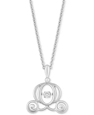 Disney Enchanted Vault Diamond Cinderella Carriage 18" Pendant Necklace (1/20 Ct. T.w.) In Sterling Silver In Sterling Sliver