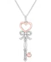 Disney Enchanted Vault Diamond Snow White Apple Key Pendant Necklace (1/10 Ct. T.w.) In Sterling Silver & Rose Gold-plate, In Ss  Pgoss